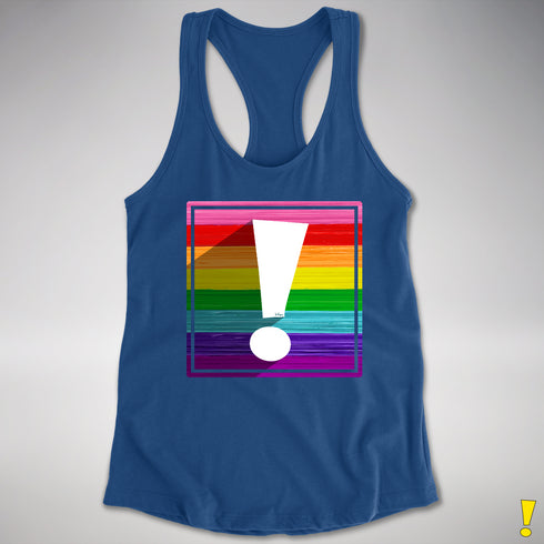 Original LGBTQ Pride Flag Exclamation Point Racerback Tank