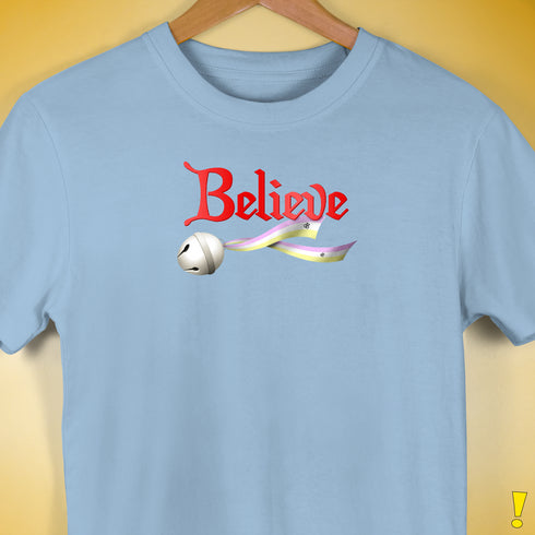 Believe Twink Pride Flag Jingle Bell Premium Unisex T-Shirt - Baby Blue