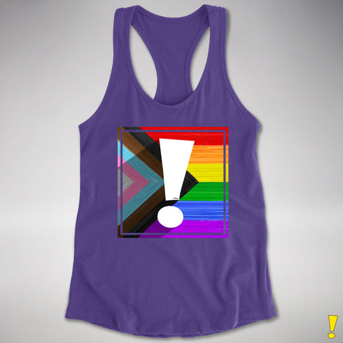 LGBTQ Progress Pride Flag Exclamation Point Racerback Tank