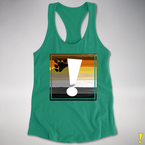 Bear Pride Flag Exclamation Point Racerback Tank - Kelly Green