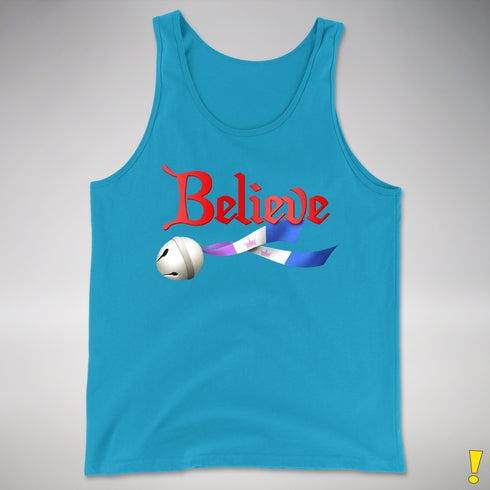 Believe Drag Pride Flag Jingle Bell Premium Tank Top - Neon Blue