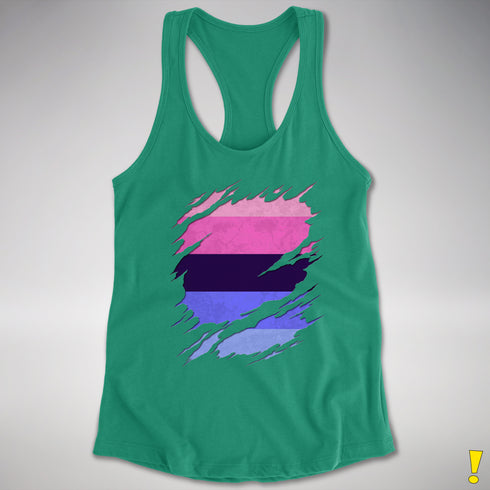 Omnisexual Pride Flag Ripped Reveal Racerback Tank