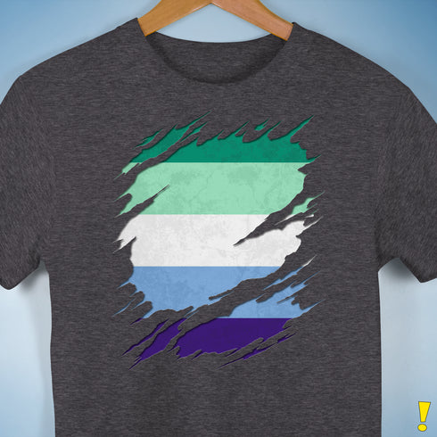 Gay Male Pride Flag Ripped Reveal Premium Unisex T-Shirt