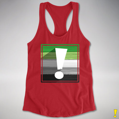 Aromantic Pride Flag Exclamation Point Racerback Tank - Red