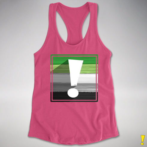 Aromantic Pride Flag Exclamation Point Racerback Tank - Hot Pink