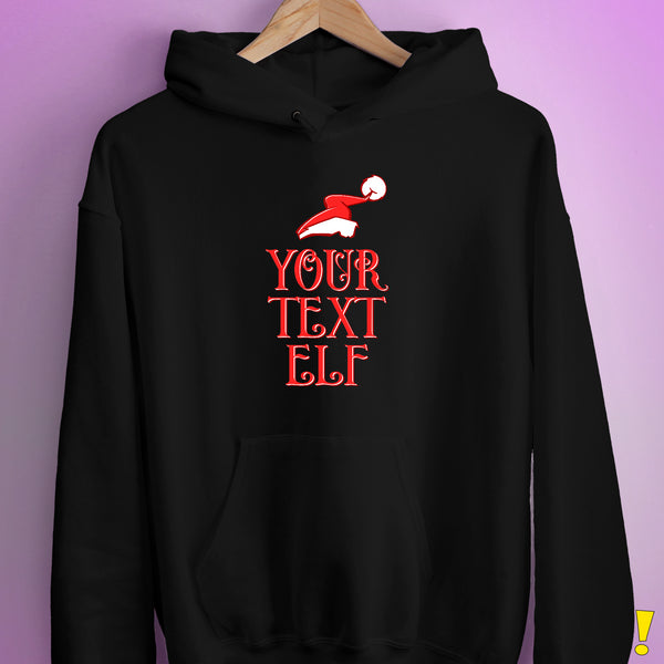 Personalized Elf Family Hoodie - Black