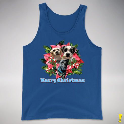 Custom Holiday Poinsettia Premium Tank Top - Royal Blue