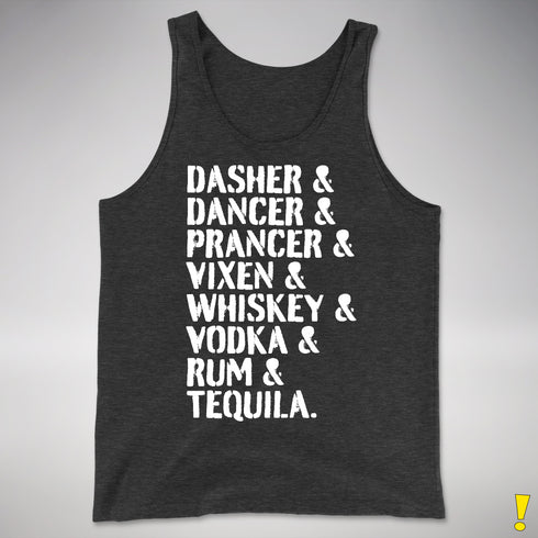 Reindeer and Alcohol List Tank Top - Charcoal Triblend