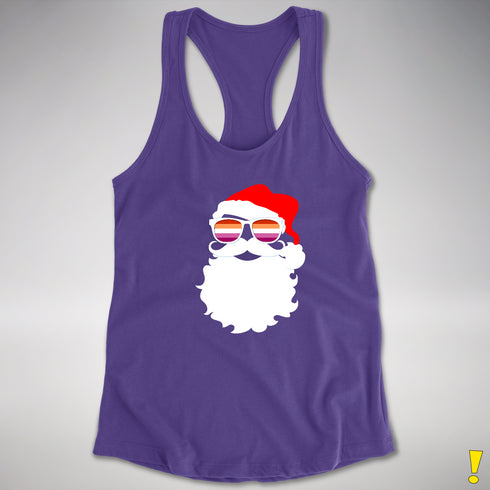 Santa’s Lesbian Pride Flag Shades Racerback Tank - Purple