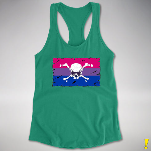 Bisexual Pride Pirate Flag Racerback Tank - Kelly Green
