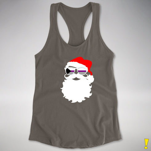 Santa’s Demisexual Pride Flag Shades Racerback Tank - Dark Grey