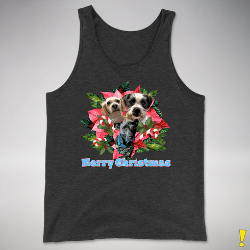 Custom Holiday Poinsettia Premium Tank Top - Charcoal Triblend