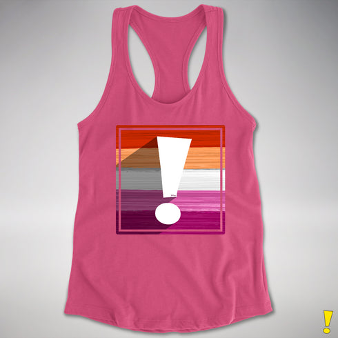 Lesbian Pride Flag Exclamation Point Racerback Tank