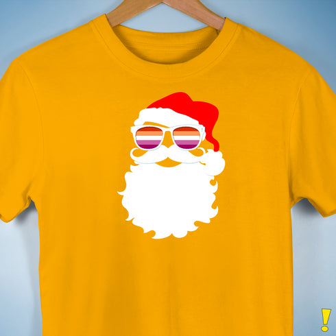Santa’s Lesbian Pride Flag Shades Premium Unisex T-Shirt - Gold