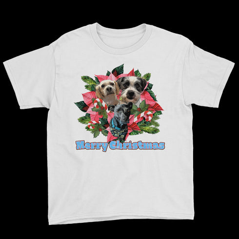 Custom Holiday Joy T-Shirt Youth Tee - White