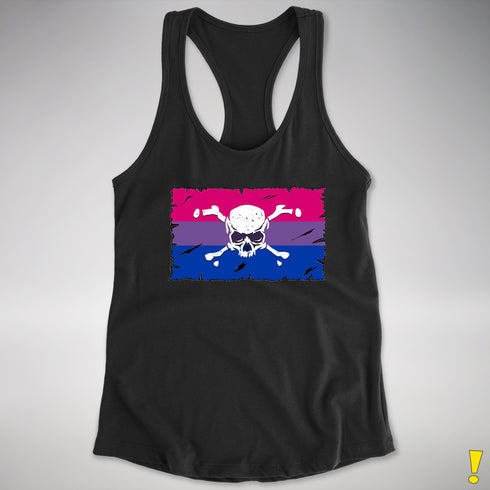 Bisexual Pride Pirate Flag Racerback Tank - Black
