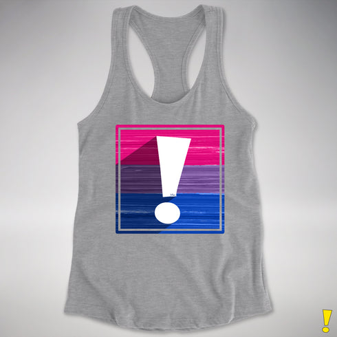 Bisexual Pride Flag Exclamation Point Racerback Tank - Heather Grey