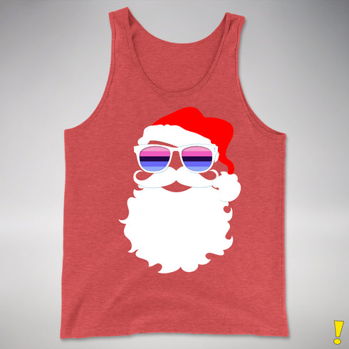 Santa’s Omnisexual Pride Flag Shades Premium Tank Top - Red Triblend