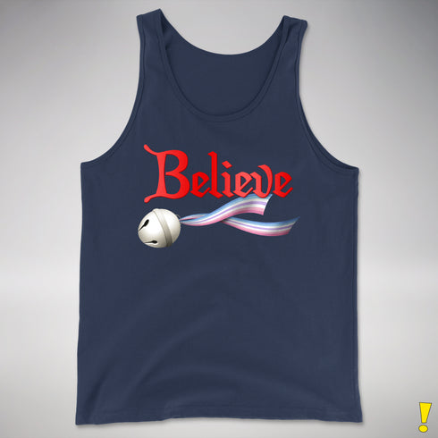 Believe Bigender Pride Flag Jingle Bell Premium Tank Top - Navy