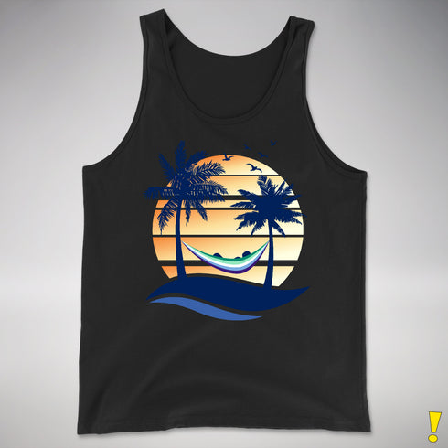 Gay Male Pride Hammock Summer Beach Sunset Premium Tank Top