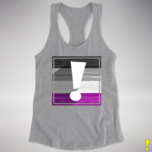 Asexual Pride Flag Exclamation Point Racerback Tank - Heather Grey