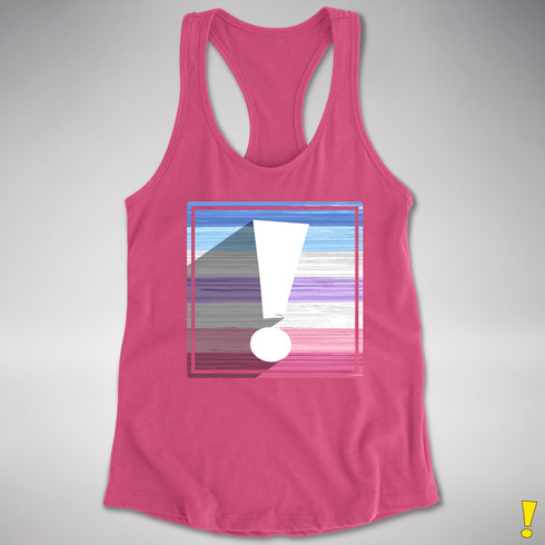 Bigender Pride Flag Exclamation Point Racerback Tank - Hot Pink