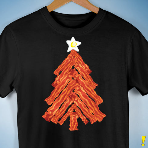 Funny Bacon and Egg Christmas Tree Unisex T-Shirt - Black