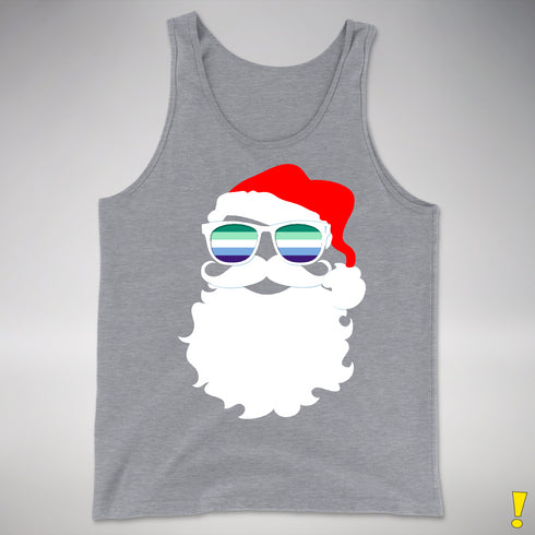 Santa’s Gay Male Pride Flag Shades Premium Tank Top - Grey Heather