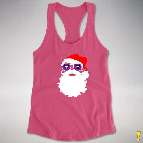 Santa’s Lesbian Labrys Pride Flag Shades Racerback Tank - Hot Pink