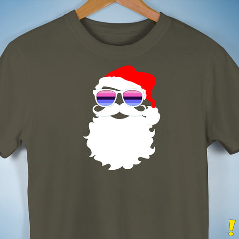 Santa’s Omnisexual Pride Flag Shades Premium Unisex T-Shirt - Army