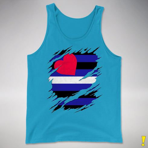 Leather Pride Flag Ripped Reveal Premium Tank Top