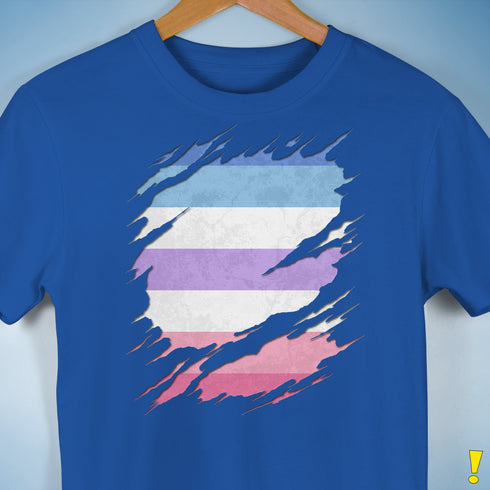 Bigender Pride Flag Ripped Reveal Premium Unisex T-Shirt