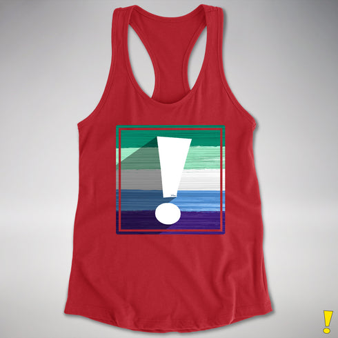 Gay Male Pride Flag Exclamation Point Racerback Tank