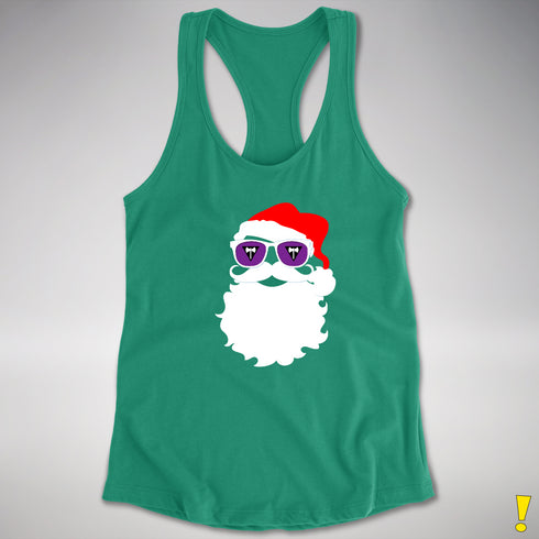 Santa’s Lesbian Labrys Pride Flag Shades Racerback Tank - Kelly Green