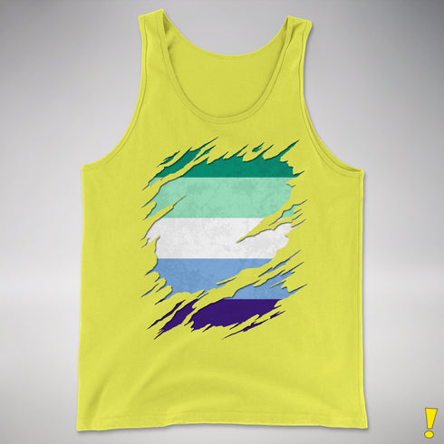 Gay Male Pride Flag Ripped Reveal Premium Tank Top