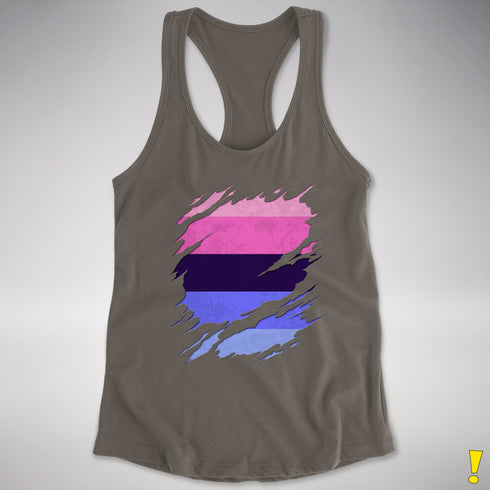 Omnisexual Pride Flag Ripped Reveal Racerback Tank