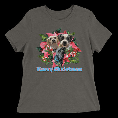 Custom Holiday Joy T-Shirt Women's Relaxed Tee - Black Heather