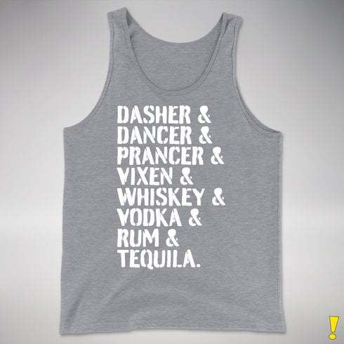 Reindeer and Alcohol List Tank Top - Grey Heather
