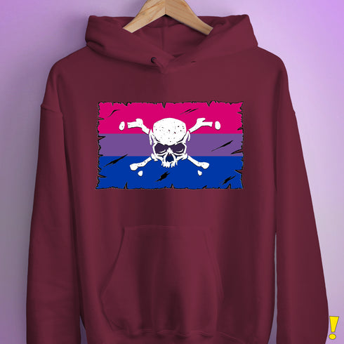 Bisexual Pride Pirate Flag Hoodie - Maroon