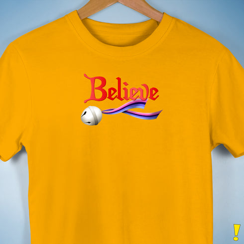 Believe Omnisexial Pride Flag Jingle Bell Premium Unisex T-Shirt - Gold
