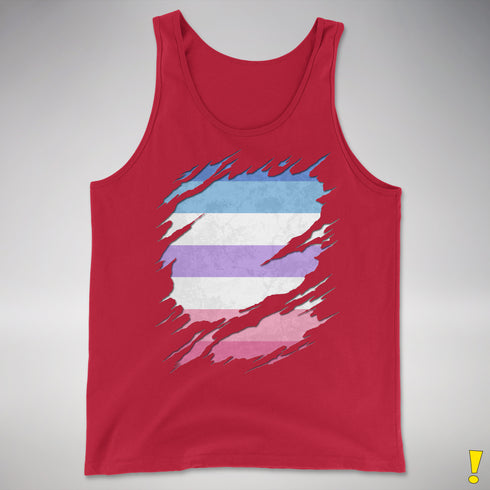 Bigender Pride Flag Ripped Reveal Premium Tank Top