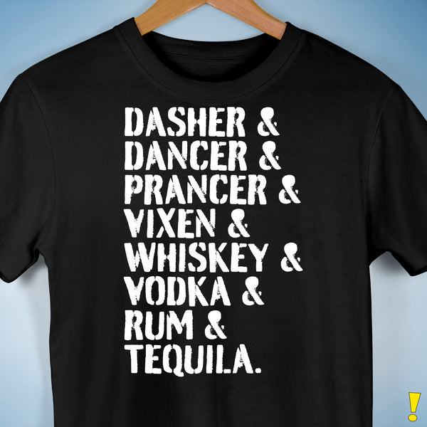 Reindeer and Alcohol List Unisex T-Shirt - Black