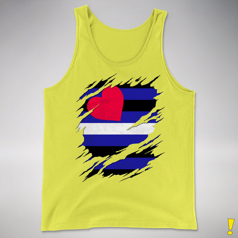 Leather Pride Flag Ripped Reveal Premium Tank Top