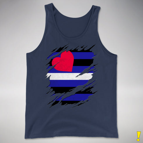 Leather Pride Flag Ripped Reveal Premium Tank Top