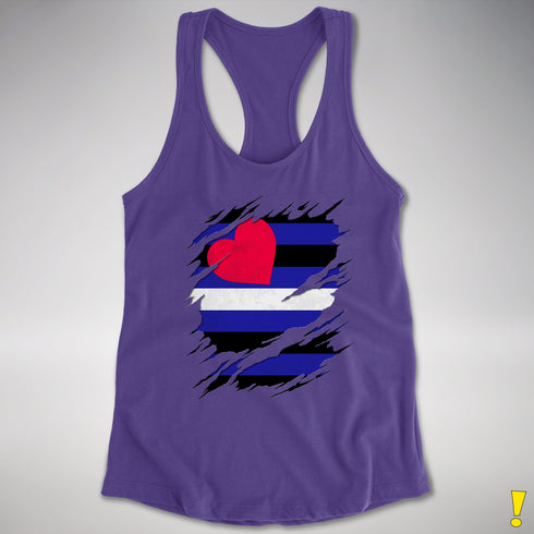 Leather Pride Flag Ripped Reveal Racerback Tank
