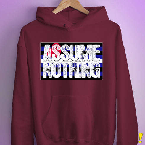 Assume Nothing Leather Pride Flag Hoodie