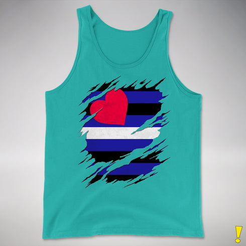 Leather Pride Flag Ripped Reveal Premium Tank Top