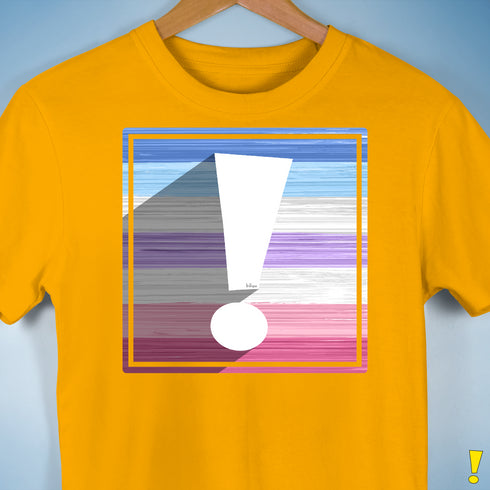 Bigender Pride Flag Exclamation Point Premium Unisex T-Shirt - Gold