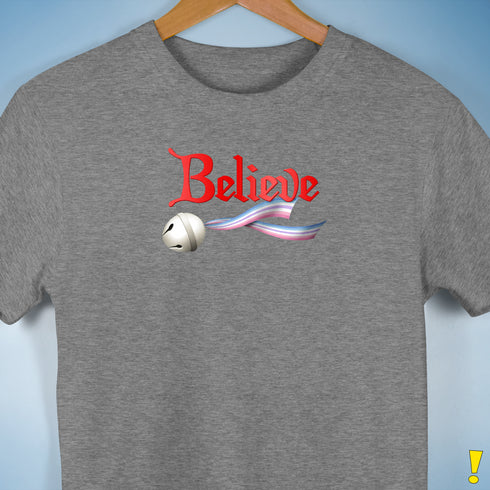Believe Bigender Pride Flag Jingle Bell Premium Unisex T-Shirt - Grey Heather