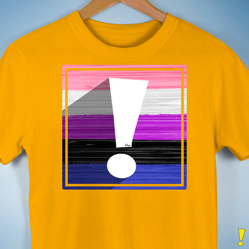 Genderfluid Pride Flag Exclamation Point Premium Unisex T-Shirt - Gold